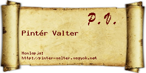 Pintér Valter névjegykártya